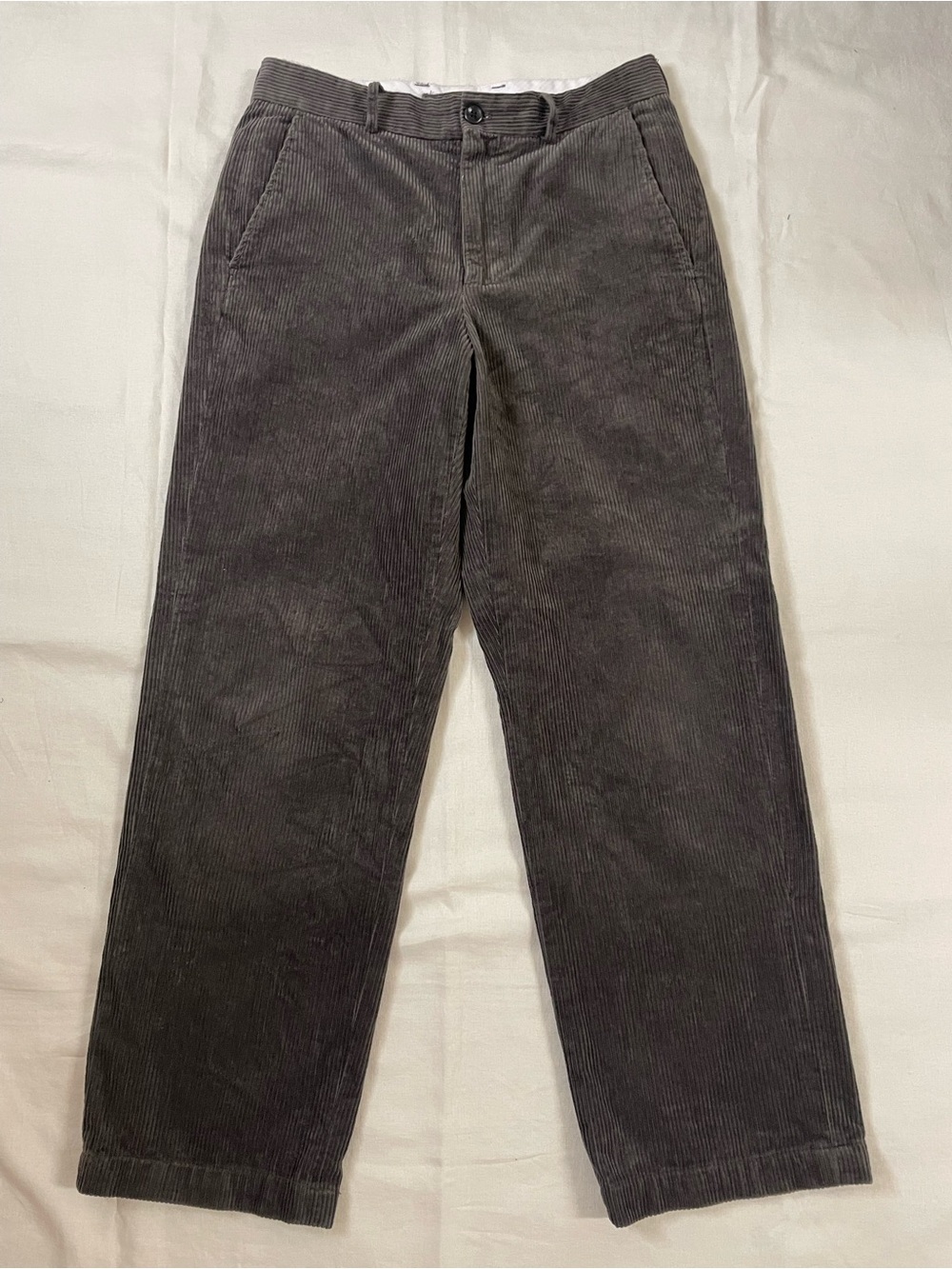 Zara corduroy straight wide leg high waisted pants in gray